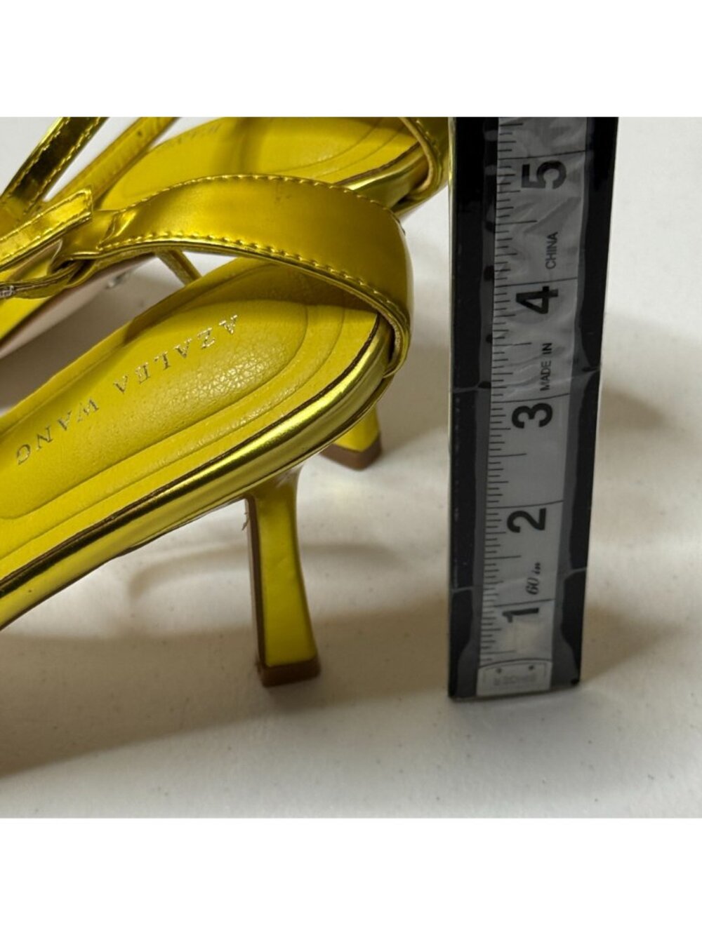 Azalea Wang Gold Metallic Strappy Heels Womens 9 Square Toe Ankle Strap - Picture 9 of 9